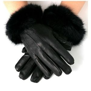 Dressy Genuine leather gloves  with fur